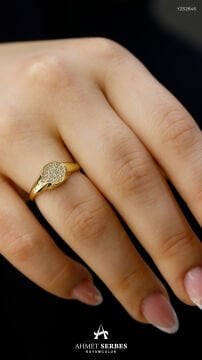 Taşlı Yuvarlak Signet Yüzük