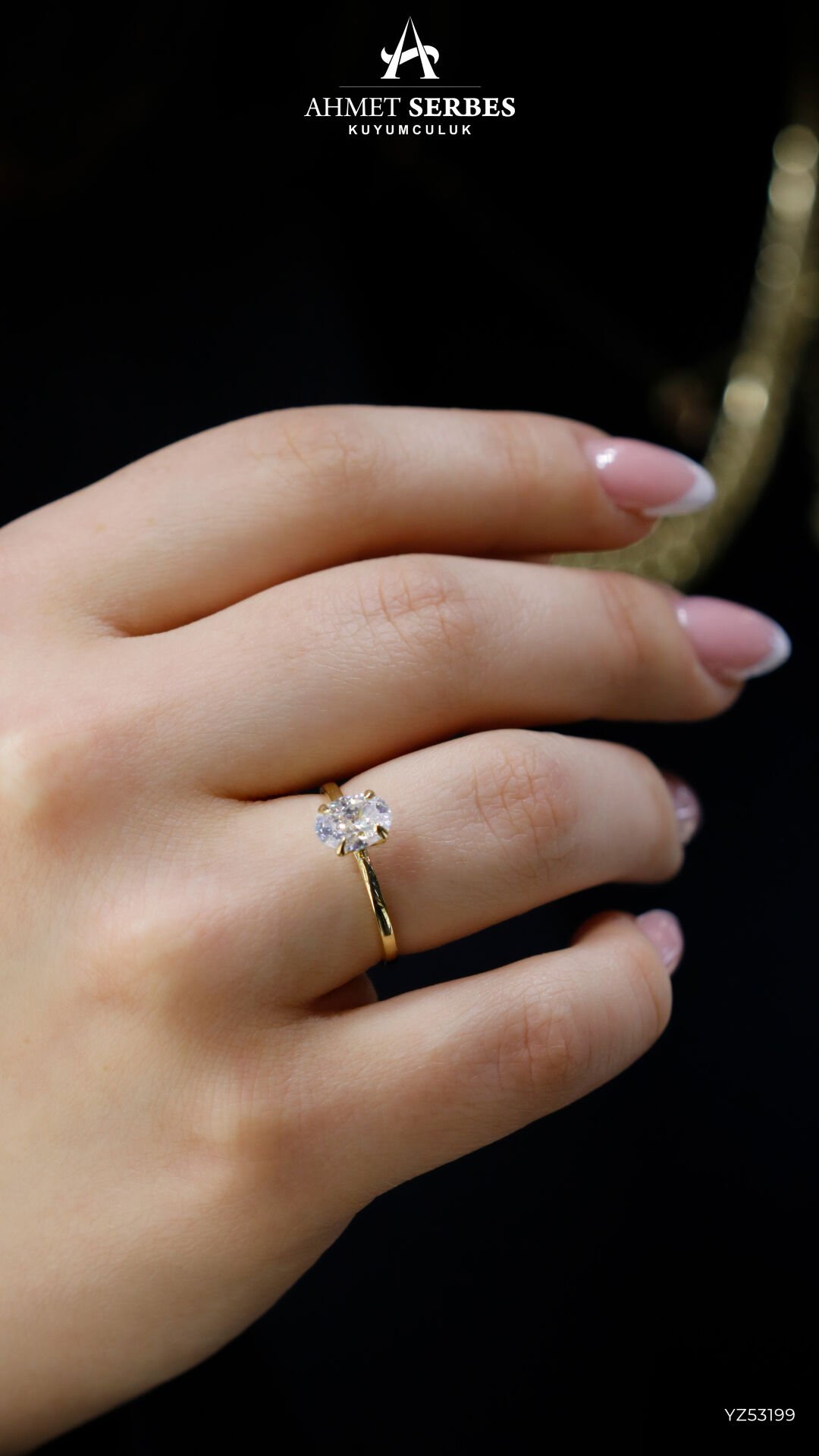 Oval Tektaş Altın Yüzük