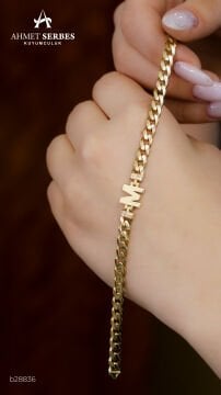 M Harf Altın Bileklik