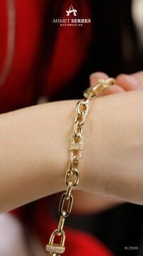 Altın Taşlı Bold Zincir Bileklik