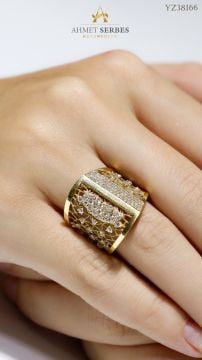Taşlı Tasarım Altın Yüzük