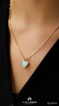 Cetaş Mineli Kalpli Kolye