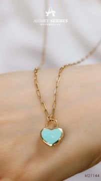 Cetaş Mineli Kalpli Kolye