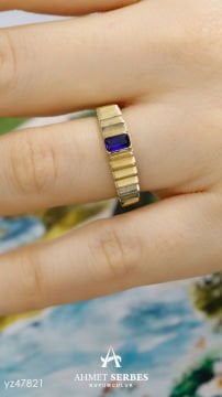Lacivert Taşlı Yüzük