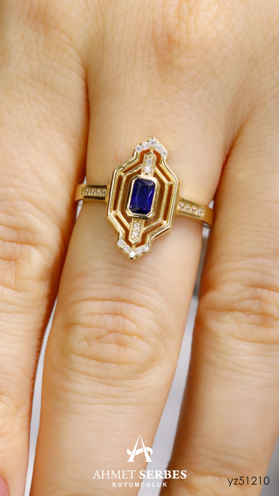 Lacivert Taşlı Yüzük