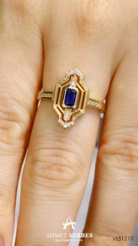 Lacivert Taşlı Yüzük