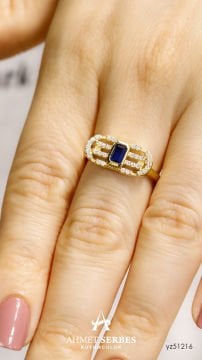 Lacivert Taşlı Yüzük