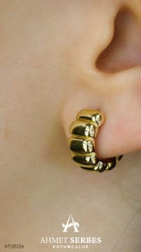 Altın Kruvasan Halka Küpe