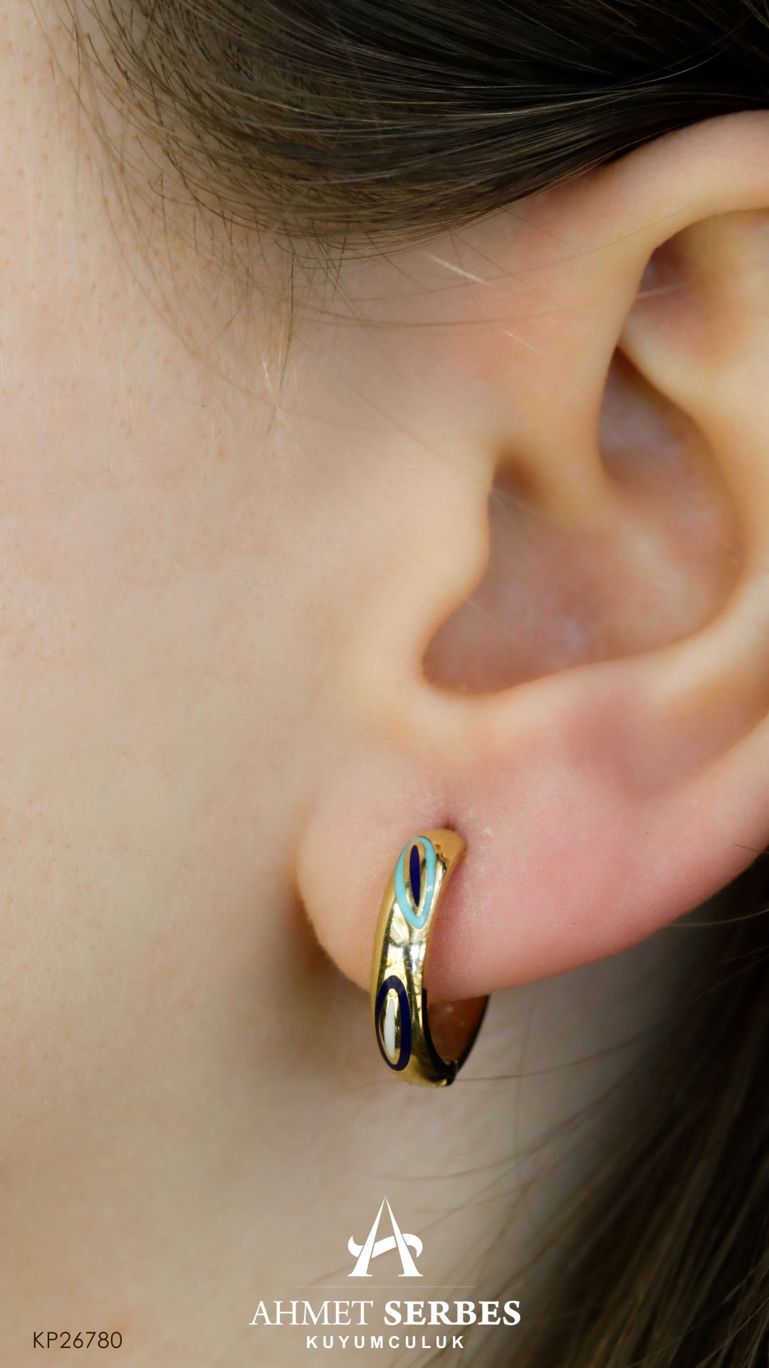 Mineli Altın Halka Küpe