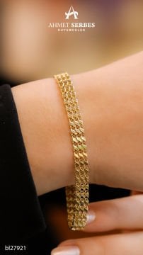 Üç Sıra Pullu Altın Bileklik