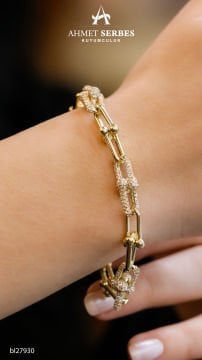 Taşlı Tiff Altın Bileklik