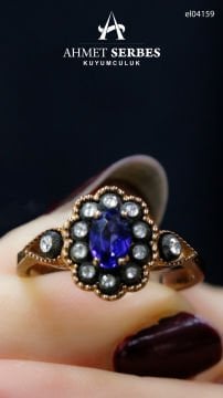 Safir Taşlı Elmas Yüzük