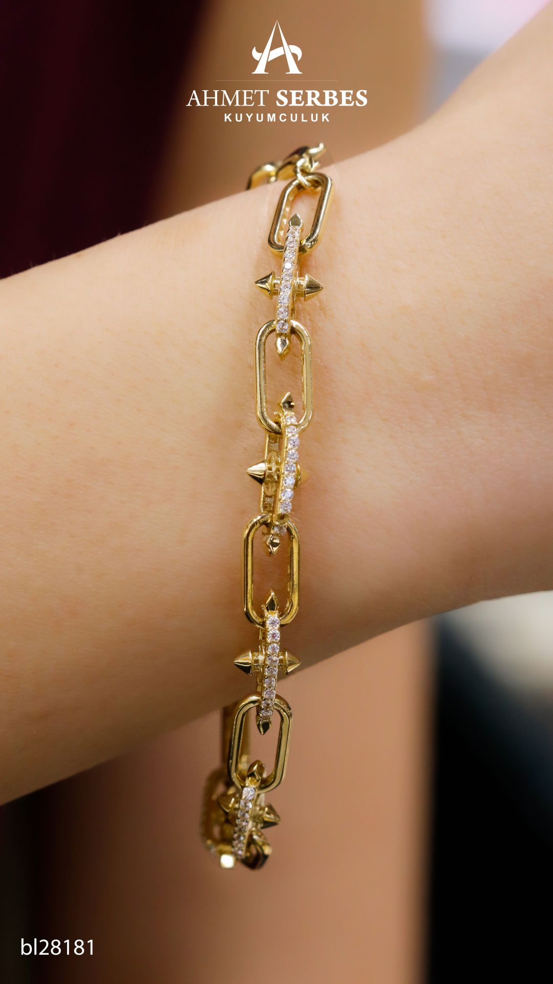 Taşlı Çivili Ataç Bileklik