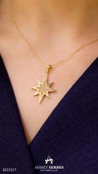 Taşlı Kuzey Yıldızı Altın Kolye