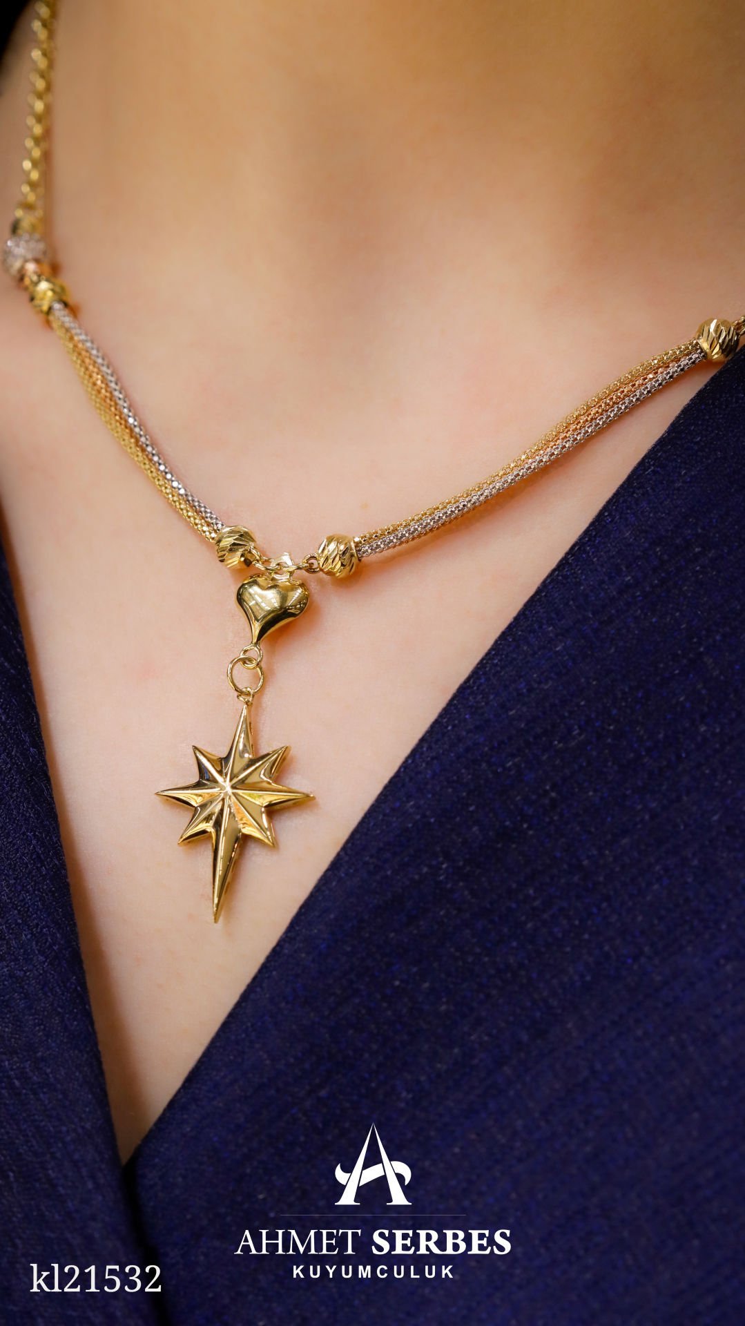 Dorikalı Kuzey Yıldızı Altın Kolye