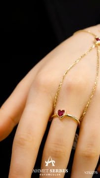 Cetaş Kırmızı Kalp Yüzük