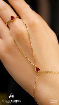 Cetaş Kırmızı Taşlı Kalp Şahmeran