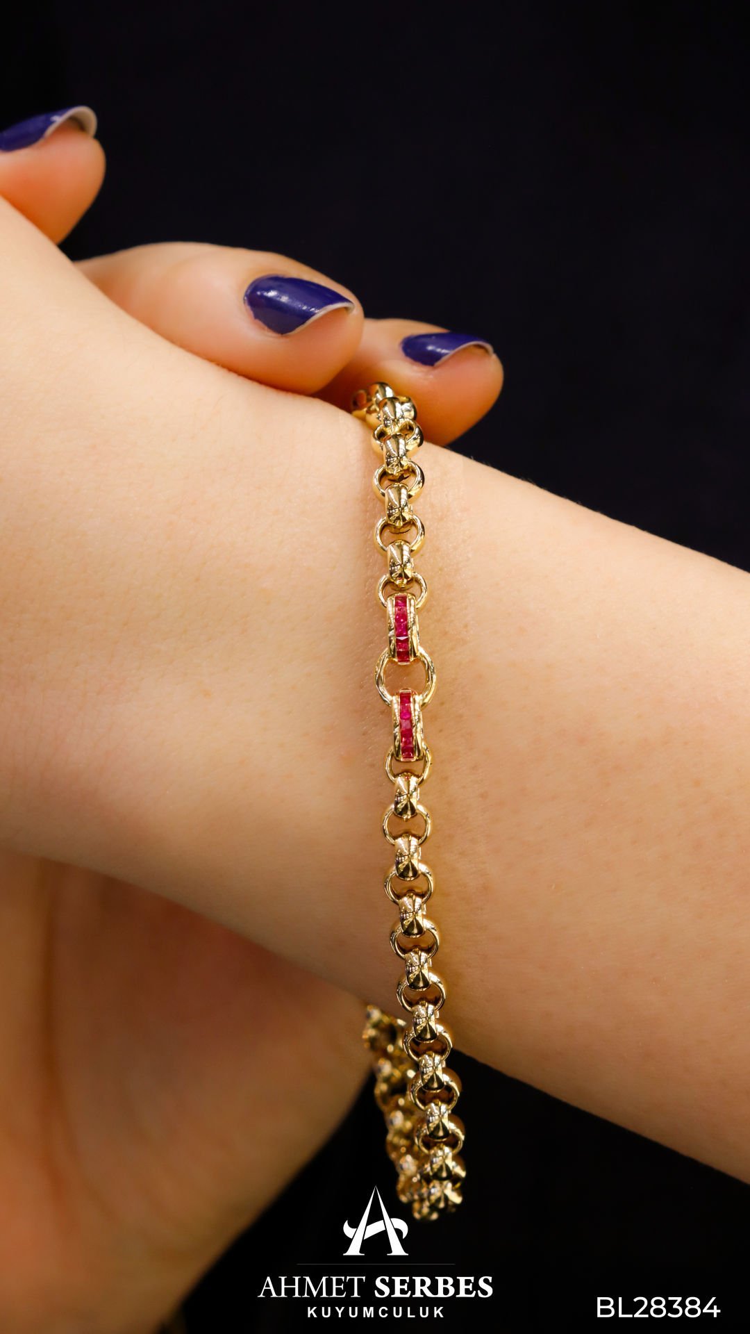 Cetaş Kırmızı Taşlı Doç Bileklik