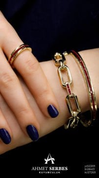 Cetaş Kırmızı Taşlı Ataç Bileklik