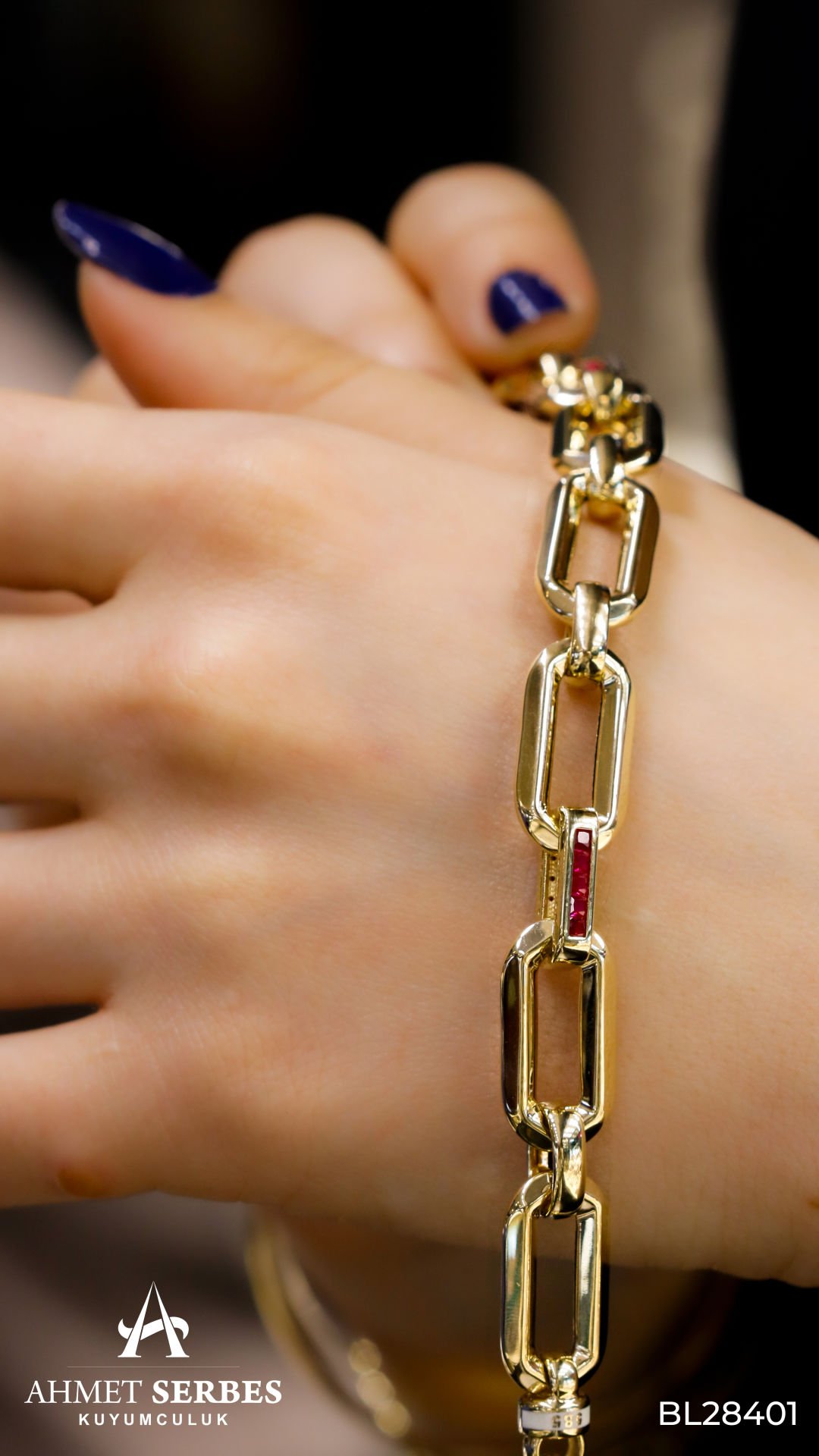 Cetaş Kırmızı Taşlı Ataç Bileklik
