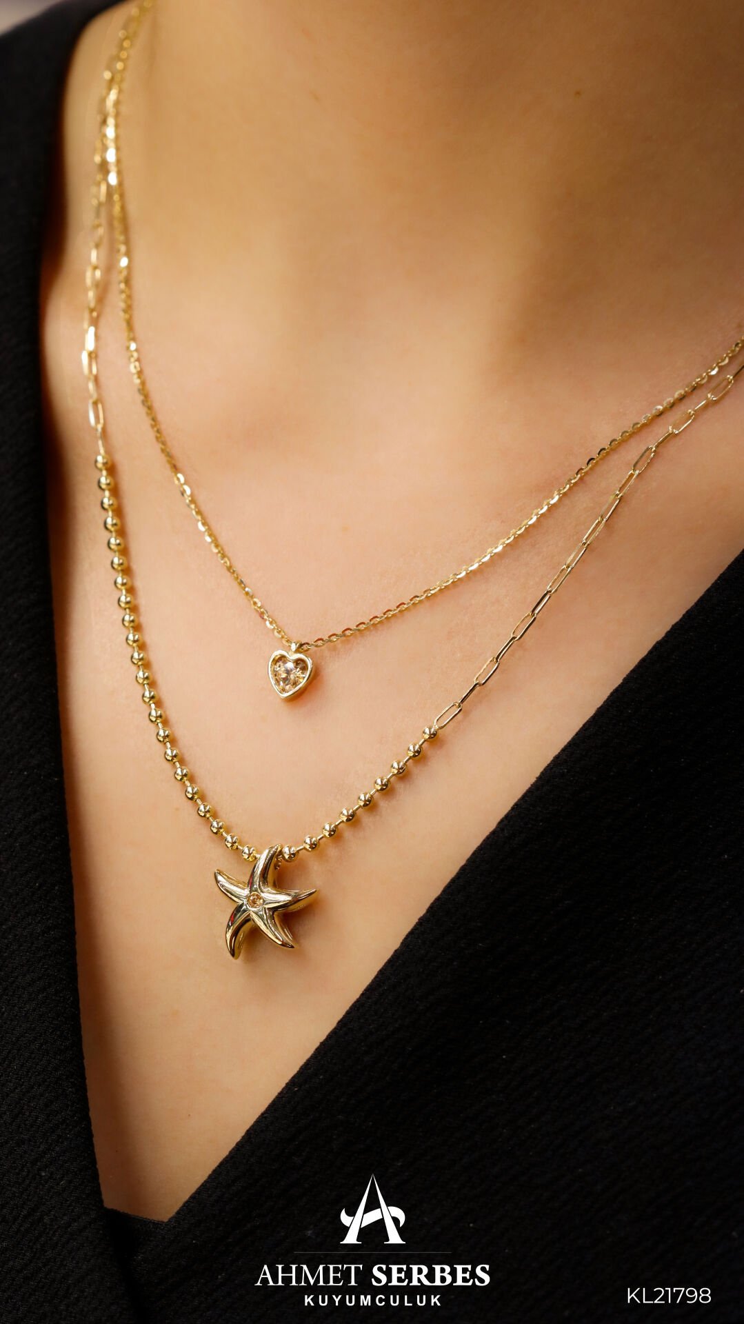 Cetaş Aqualis Çift Zincir Kolye