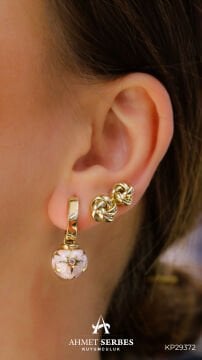 Cetaş Pembe Mineli Top Küpe