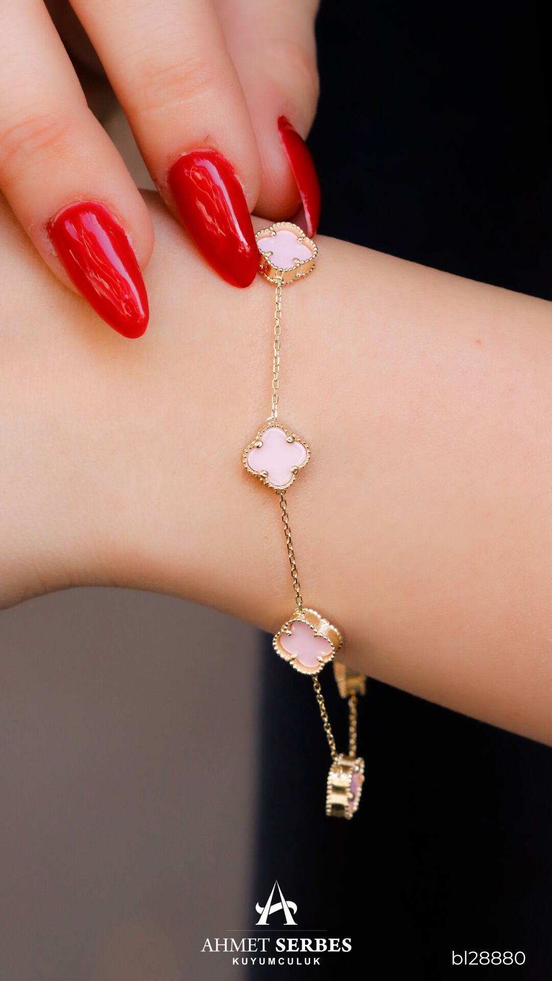 Toz Pembe Yonca Bileklik