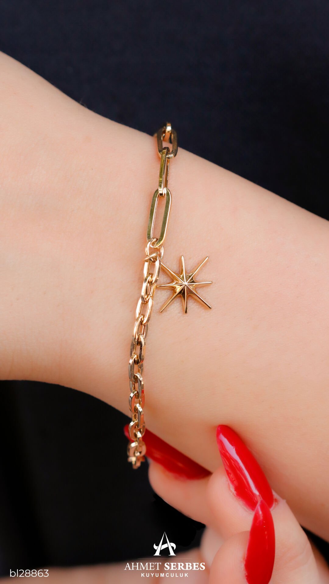 Kuzey Yıldızı Charmlı Altın Bileklik