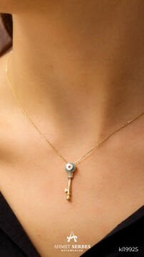 Nazar Boncuk Mineli Anahtar Kolye