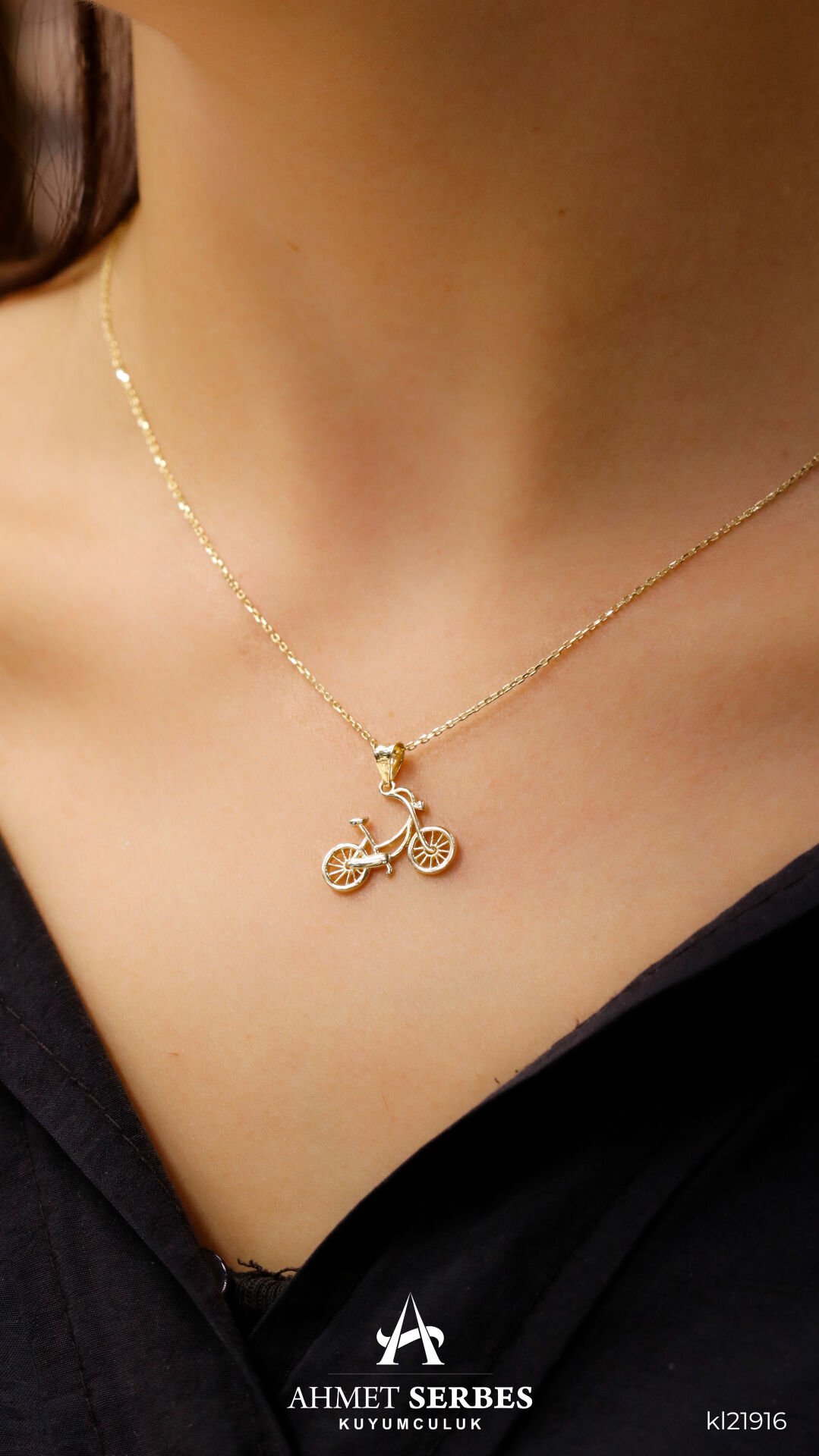 Bisiklet Altın Kolye