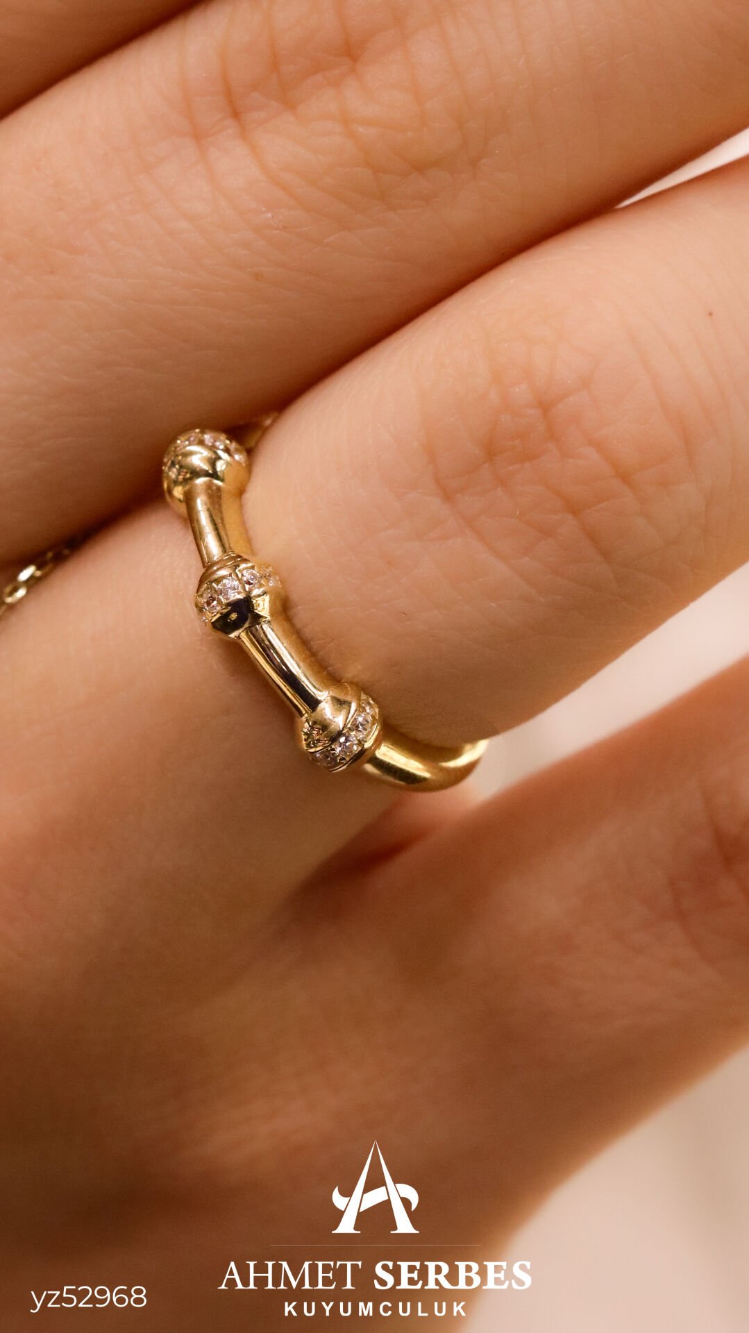 Taşlı Bambu Yüzük