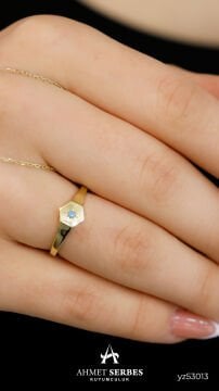 Firuze Taşlı Şövalye Yüzük