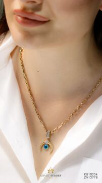 Nazar Boncuklu Hilal Kolye