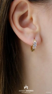 Baget Taşlı Halka Küpe