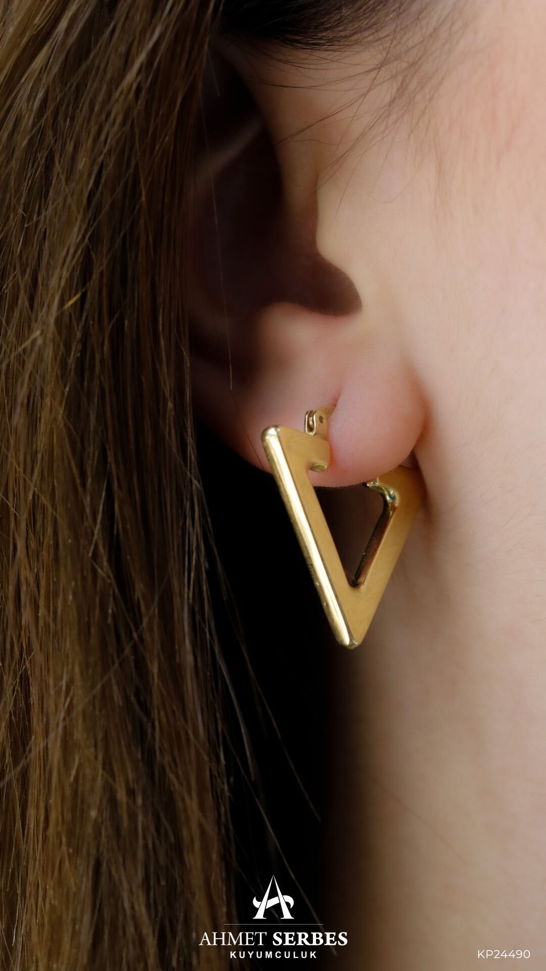 Üçgen Altın Küpe