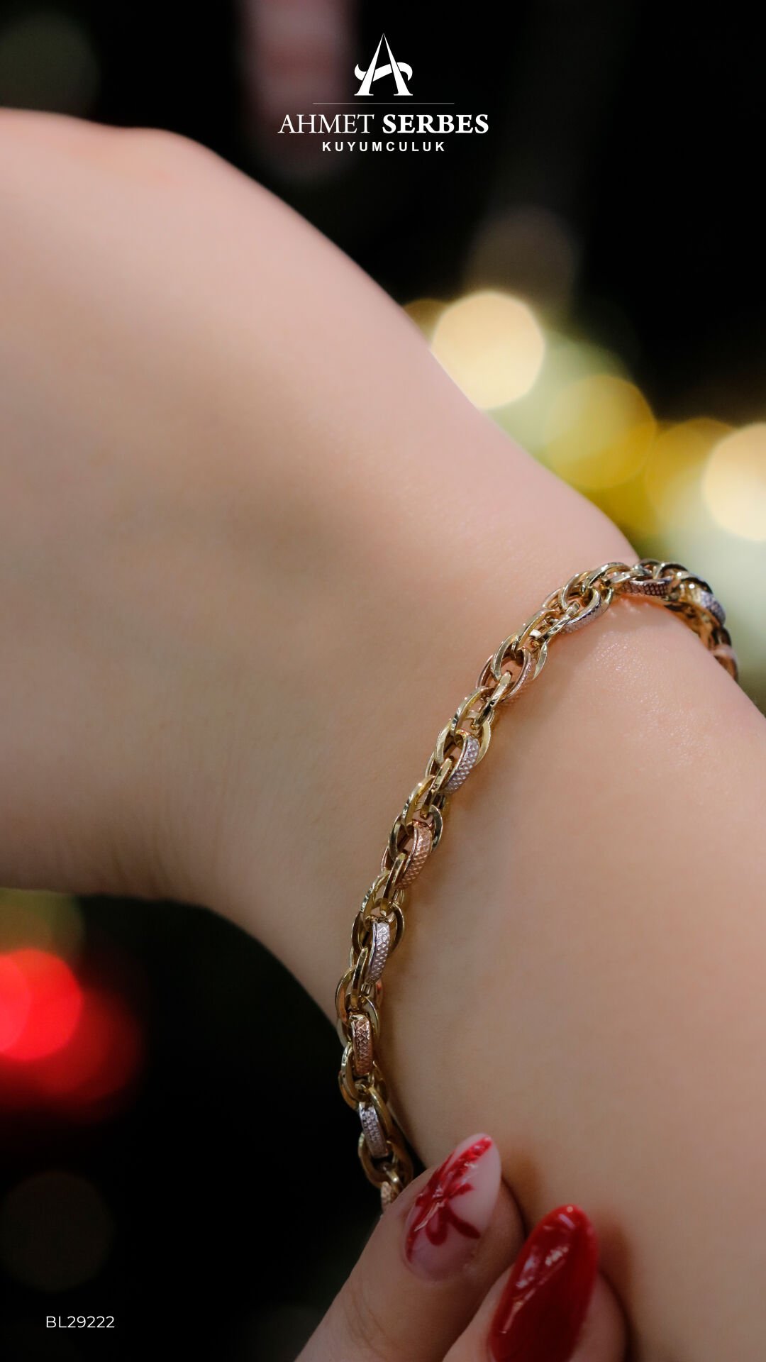 3 Renk Hallow Altın Bileklik