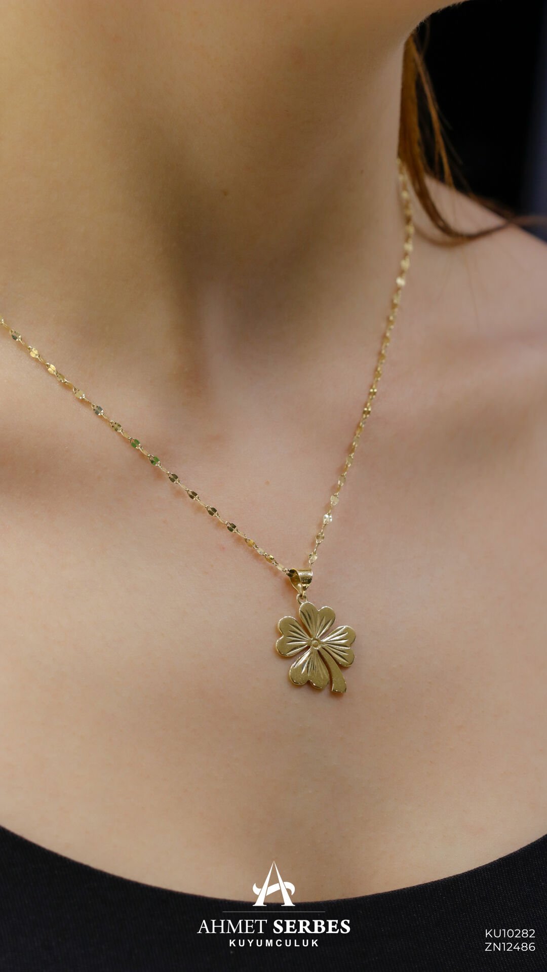 Altın Yonca Kolye