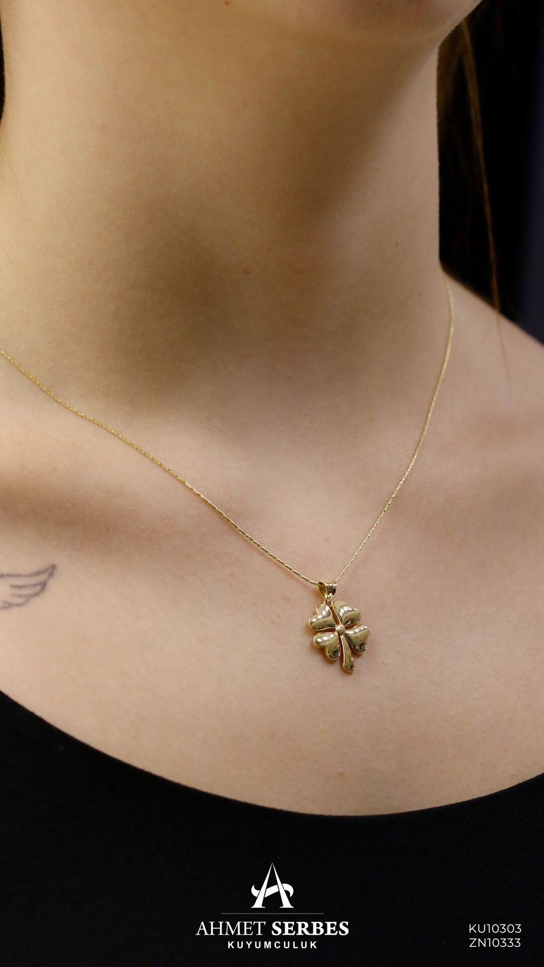 Altın Yonca Kolye