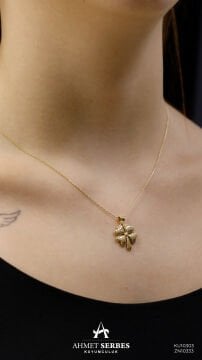 Altın Yonca Kolye