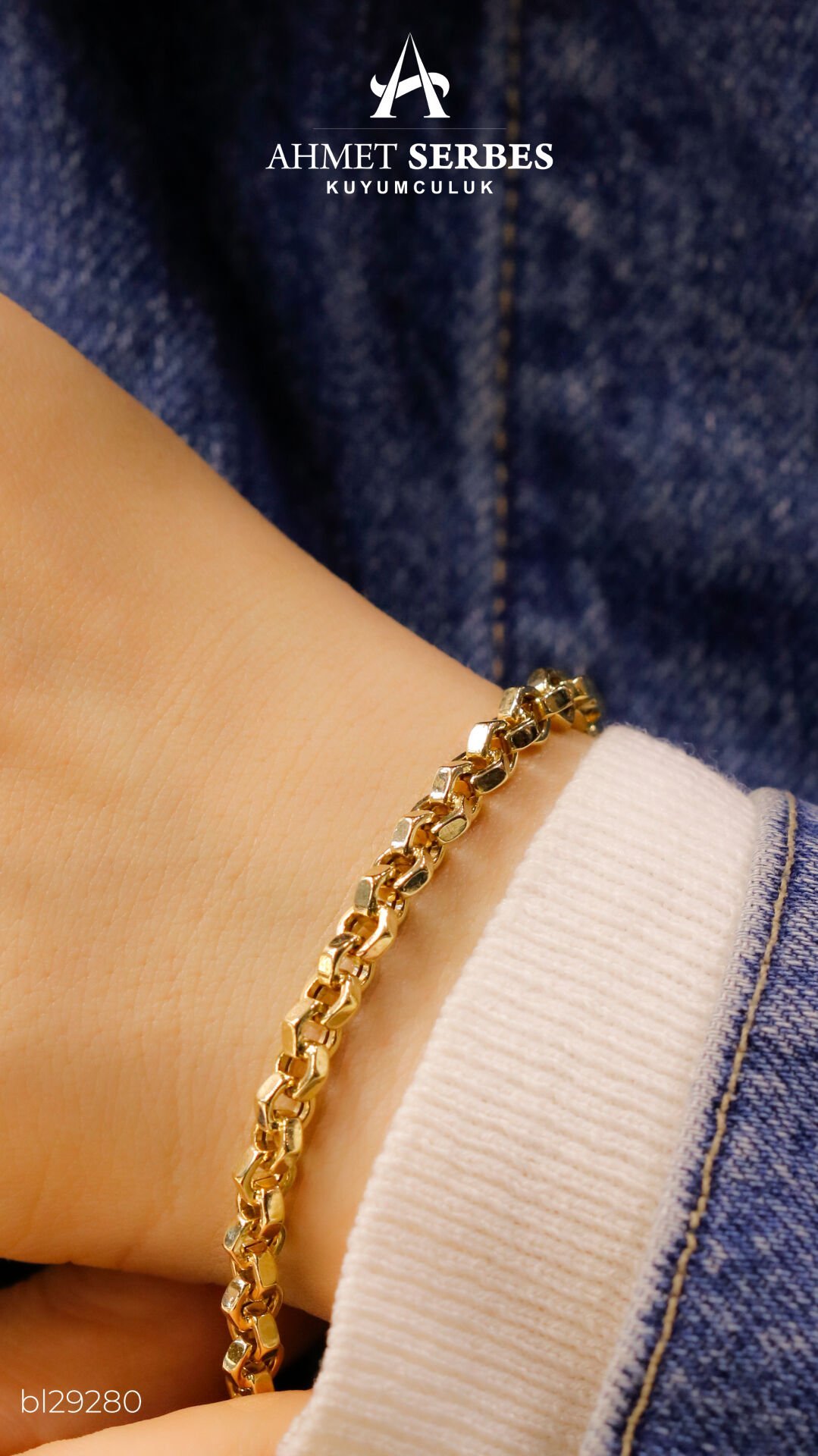 Köşeli Altın Doç Bileklik