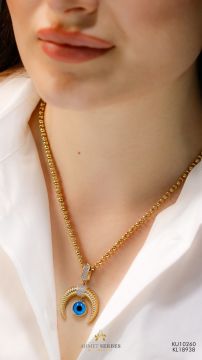 Nazar Boncuklu Hilal Kolye